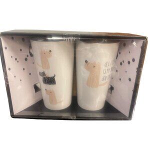 Cheers Set of 2 Coffee Mugs All I need is my Dog and Coffee New! SKU 1988